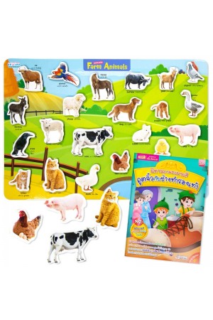 หนังสือนิทานภาพระบายสี พร้อม Pull & Stick : Farm Animals ภาพจริง