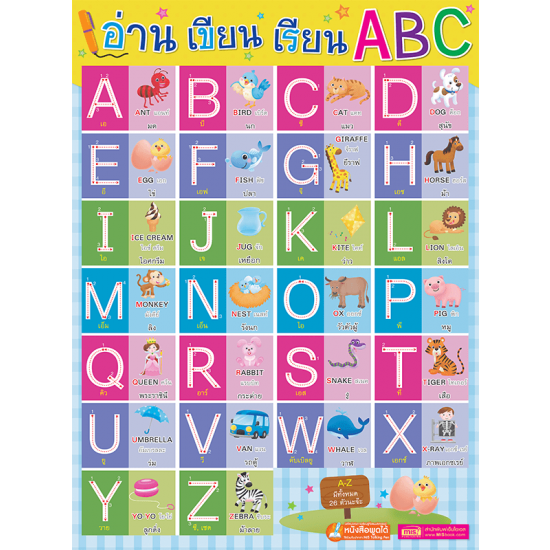 โปสเตอร์พลาสติกพูดได้ อ่าน เขียน เรียน ABC