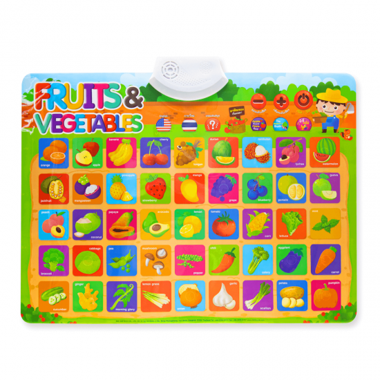 หนังสือคำศัพท์ ภาพสีสวยๆ + หนังสือระบายสีของหนูน้อย พร้อมโปสเตอร์พูดได้ กดแล้วมีเสียง ผัก ผลไม้ นานาชนิด Fruits & Vegetables